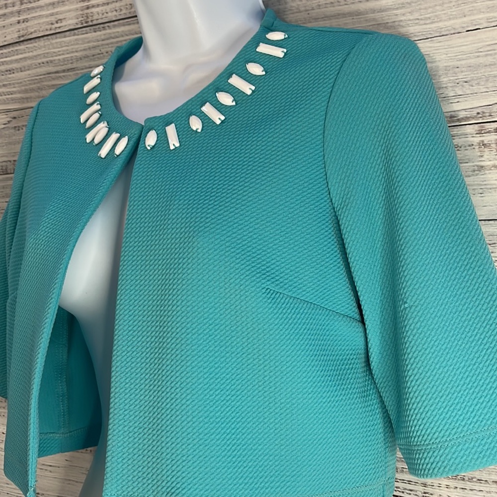 Perceptions Turquoise Petite Open Front Bolero Bl… - image 2